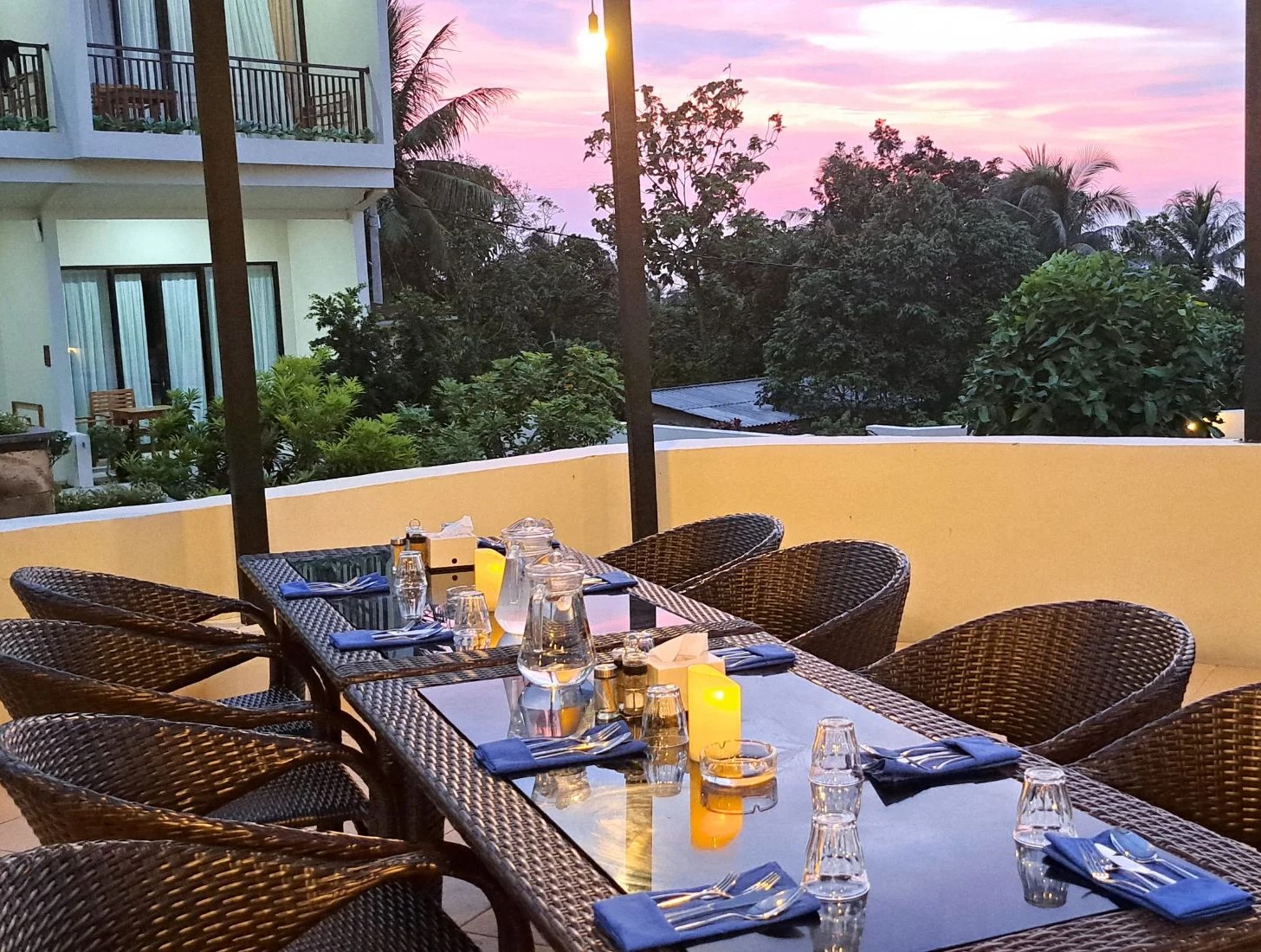 Terrace with sunset view